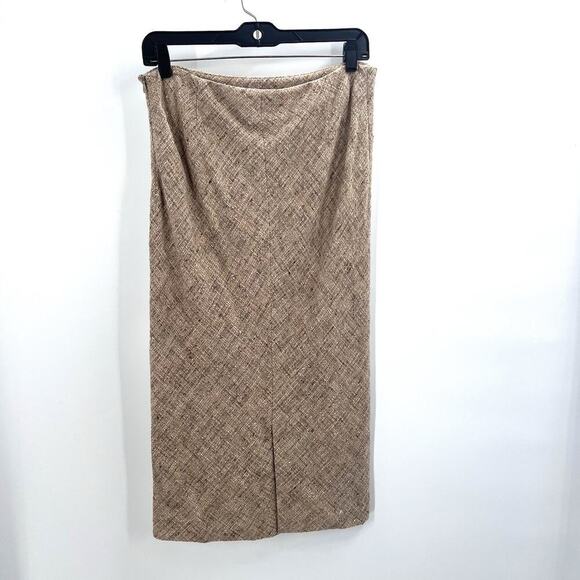 Vintage Gianfranco Ferre Brown Wool Silk Blend Pencil Skirt Size 42 - Picture 3 of 7